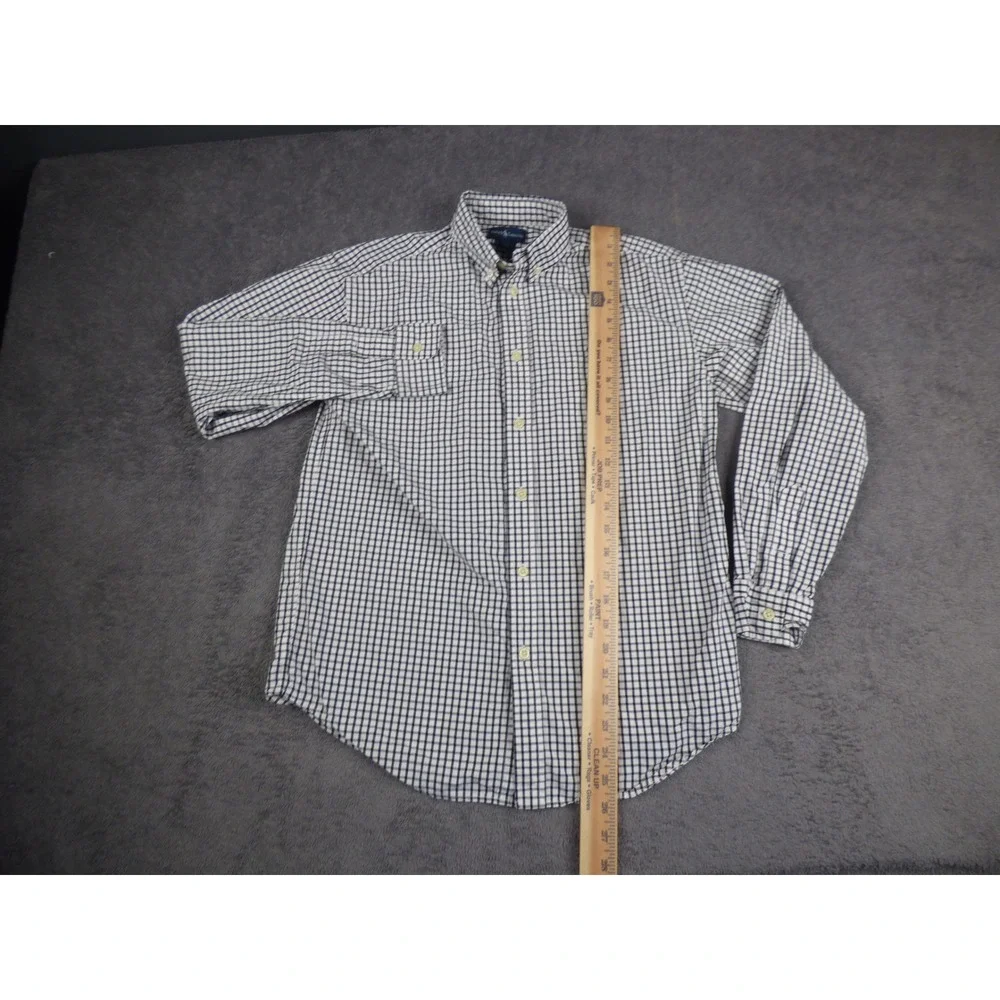Ralph Lauren Kids Boys Navy White Gingham Check Button Down Shirt Size L Large